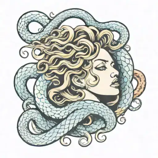 Medusa Being Strangled By A Snake Coiled