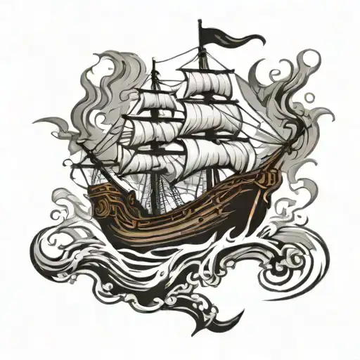 Pirate Ship Fire Flames