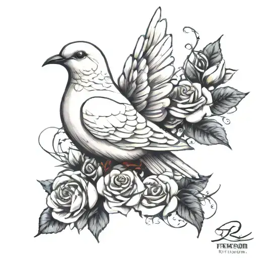 Dove And Roses Wrapped Together