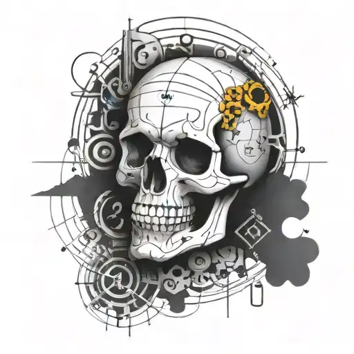 A Punk Rock Skull With Equations And Formulas Incorporated Into The Design