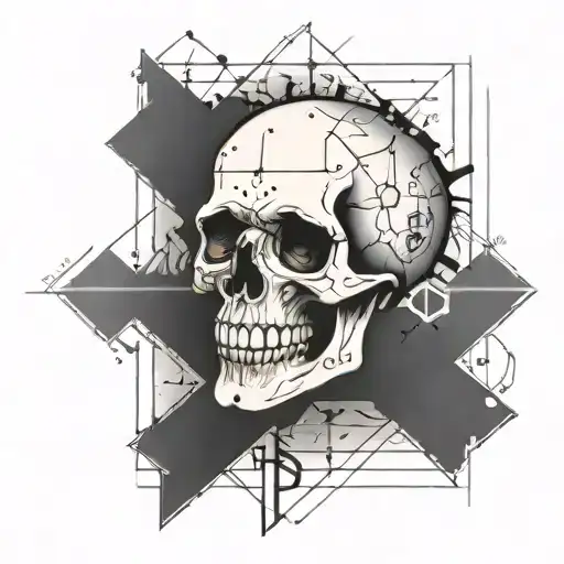 A Punk Rock Skull With Equations And Formulas Incorporated Into The Design