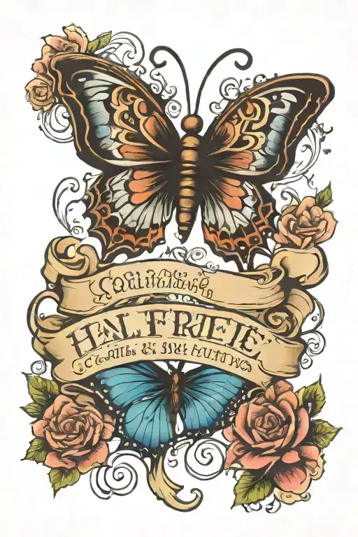 Half Butterfly With Name And Passing Date