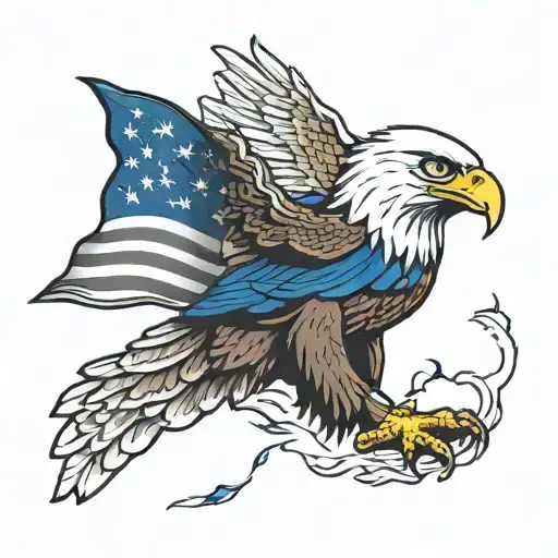 Bald Eagle Carrying Thin Blue Line Flag Morphing