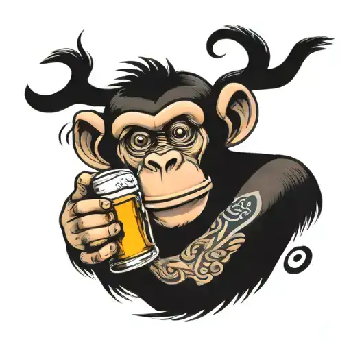 Monkey With Beer Bottle