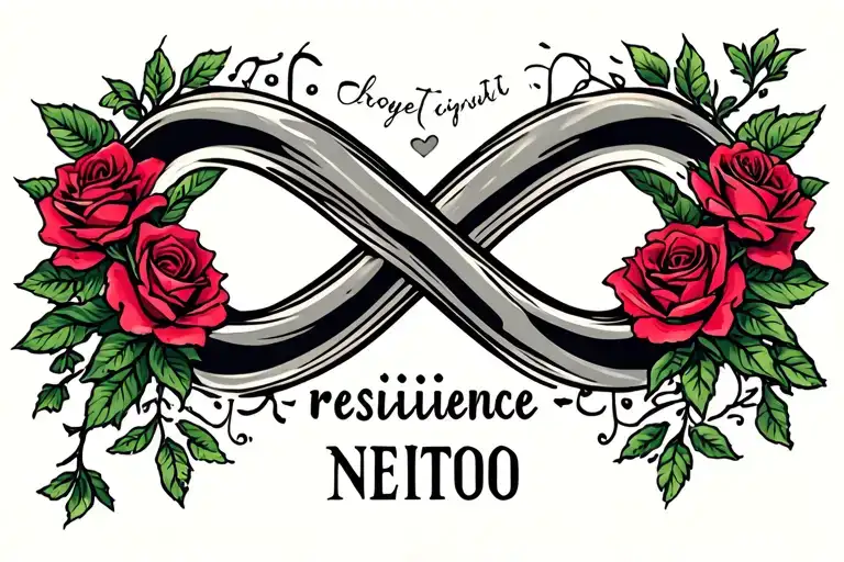Double Infinity With Roses And The Word Resilience