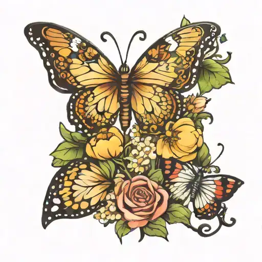 Daisey Butterflies Pisces Sign Mixed