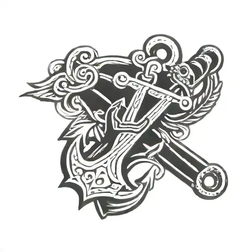 Black And White Anchor With Letter T