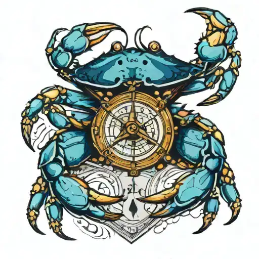 Blue Crab With A Compass Design
