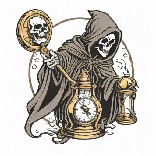 Grim Reaper Holding An Hour Glass
