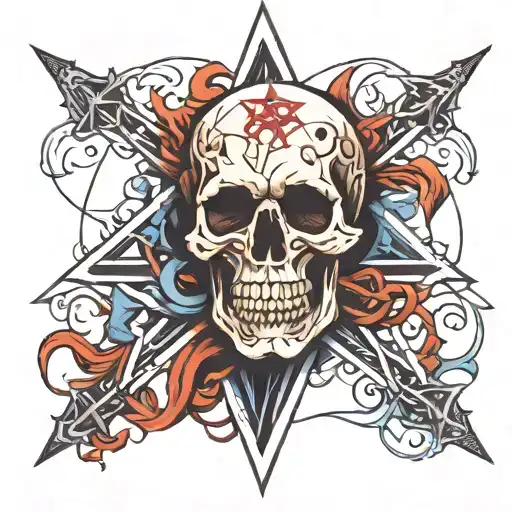 Skull And Pentagram Intertwined