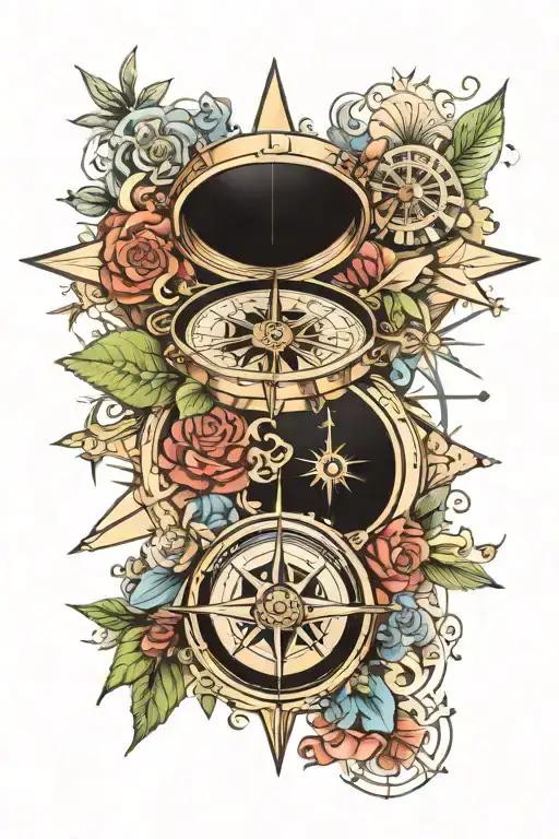 Compass Surrounded By Various