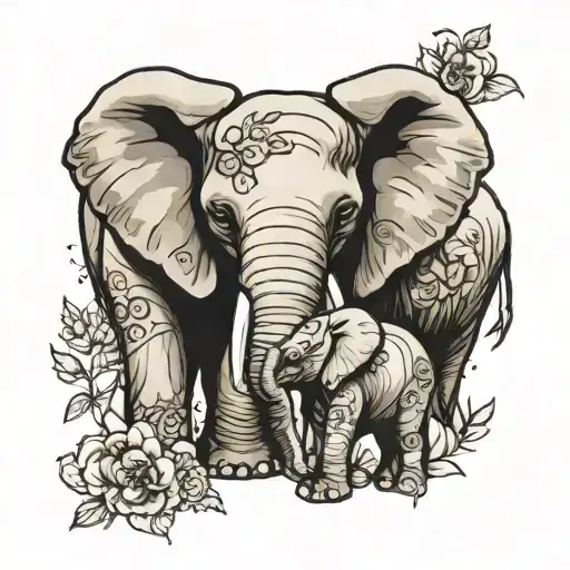 Baby Elephant And Mom Elephant