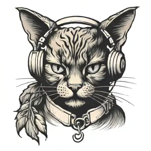 Simple Cat With Headphones