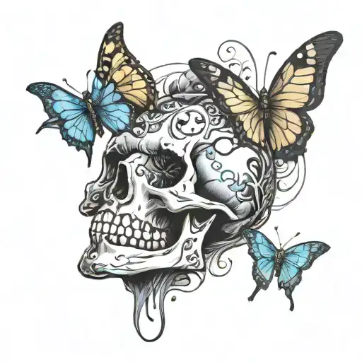 Skull And Butterfly Emerging