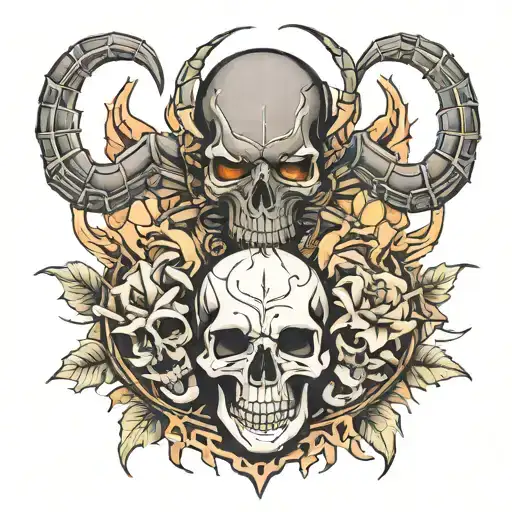 Scorpio And Skull Surrounded