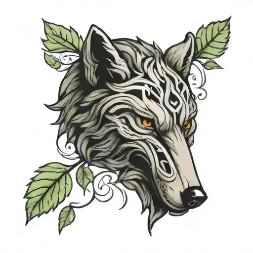 Wolf Head Leaves Intertwined