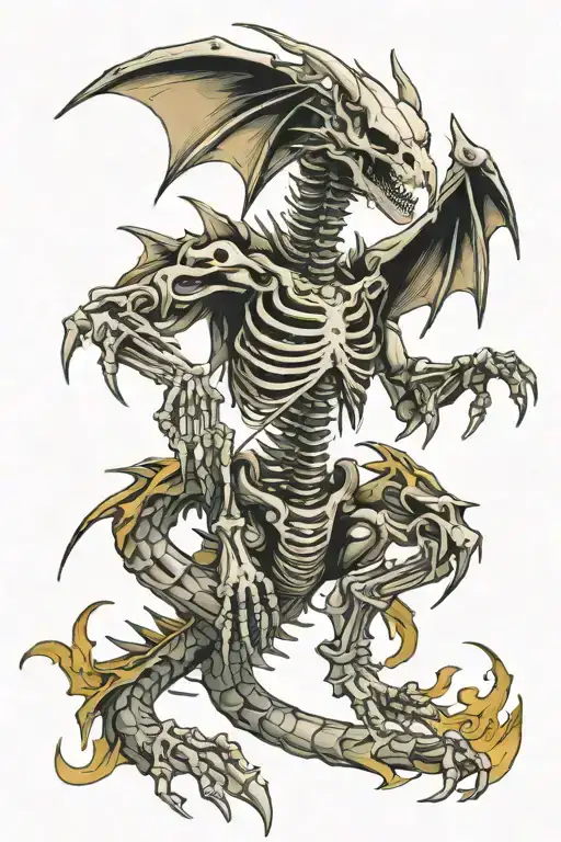 Skeleton Dragon Wings Spread Wide