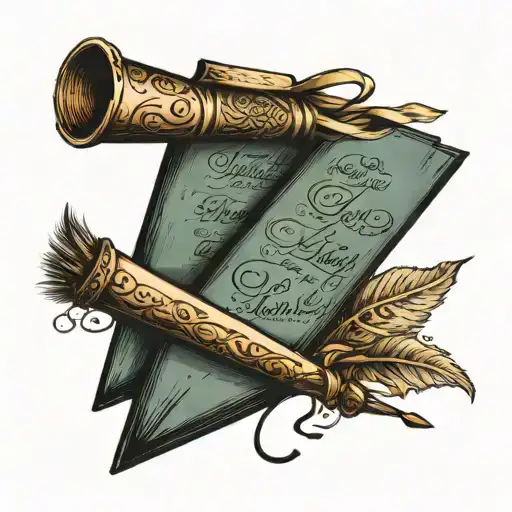 Open Book With Writing On 1 Page And Some Writing On The Other With A Quill Pen