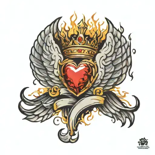 Burning Hearth With Wings And Crown