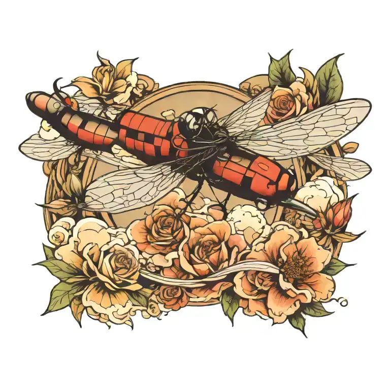 Dragonfly And Plane Flying