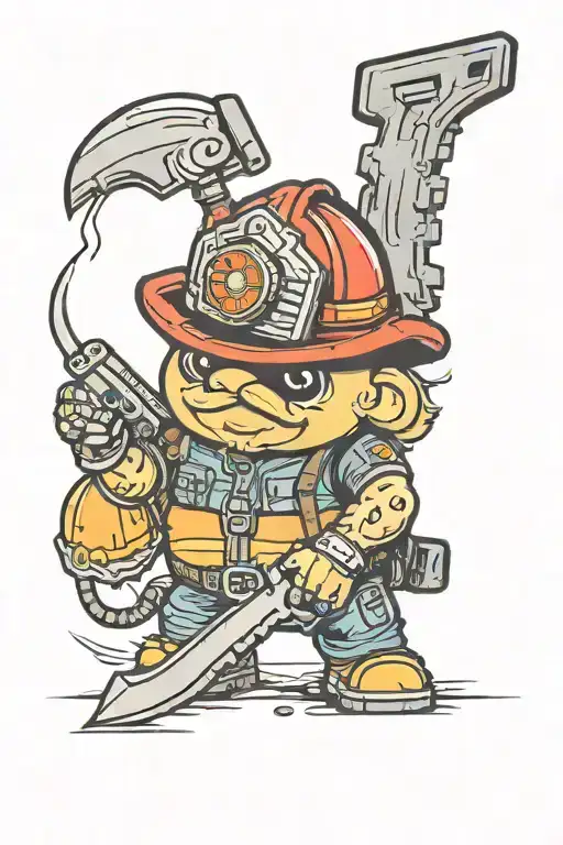 Firefighter Potato With A Chainsaw
