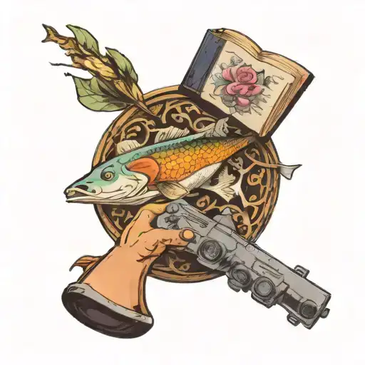 An Open Book With A Playstation Controller And A Fish