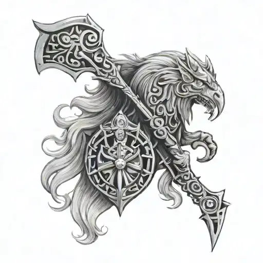Valhalla Odin Tattoo In Black And White Realism Style