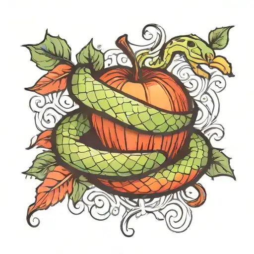 Snake Wrapped Around Apple Core