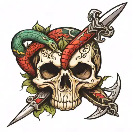 Snake And Dagger Into Skull