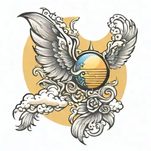 Clouds Sun Wings Spread