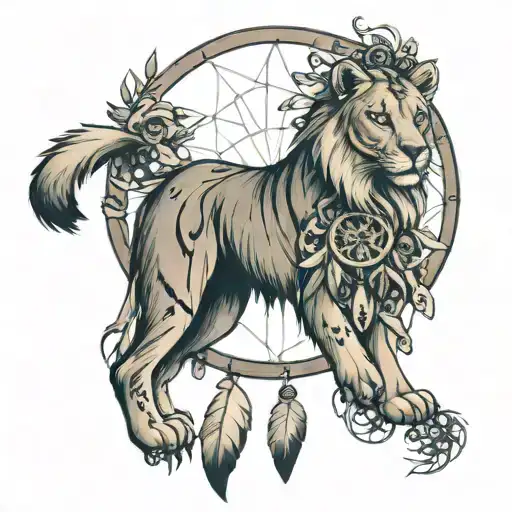 Dream Catcher With The Image Of A Lioness And The Names Of Children Evgeniy Alexander Ulyana