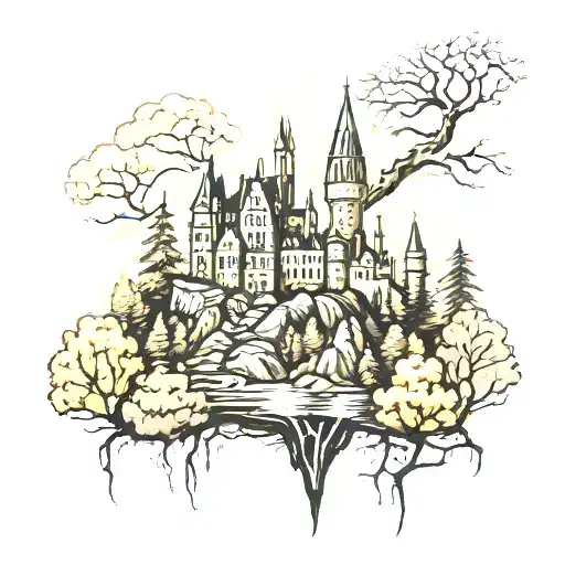 Harry Potter Castle Forest Scene