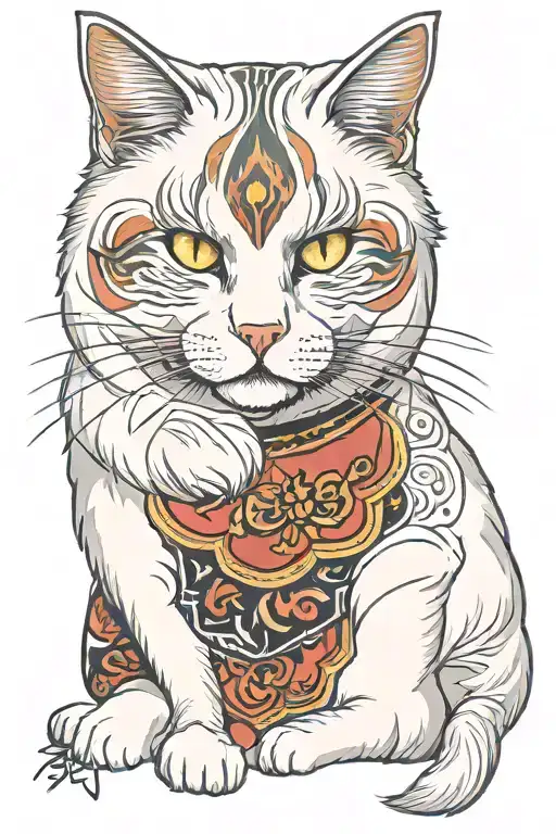 Persian White Cat With Kabuki Makeup