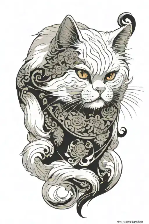 Persian Cat White With Kabuki Makeup