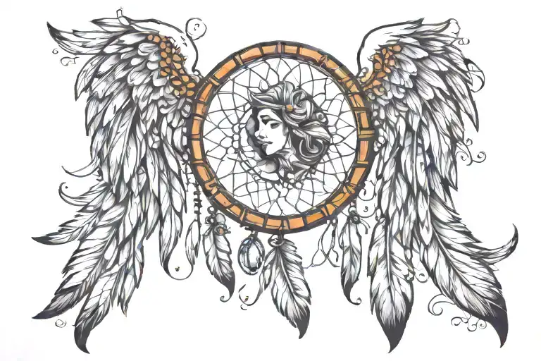 Dream Catcher With Angel Wings Attached