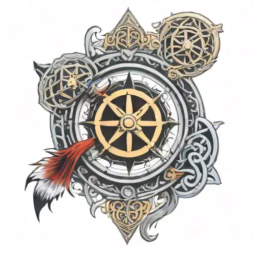 Viking Themed Half Sleeve With Viking Compass And Intricate Knot Work