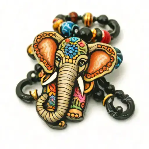 Elephant Bead Necklace Wrapped