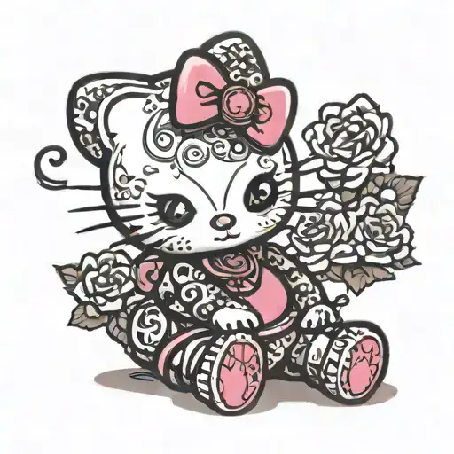 Ai Baddie African American Hello Kitty Sitting