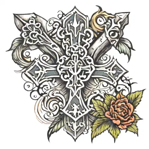 Hunting Cross Tattoo Design