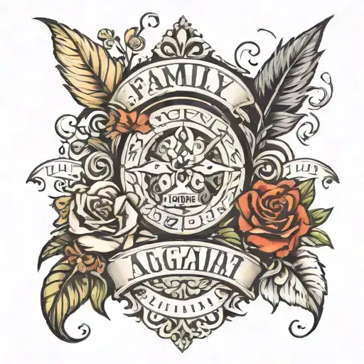 Family Tattoo With Birth Months August September And 2 December