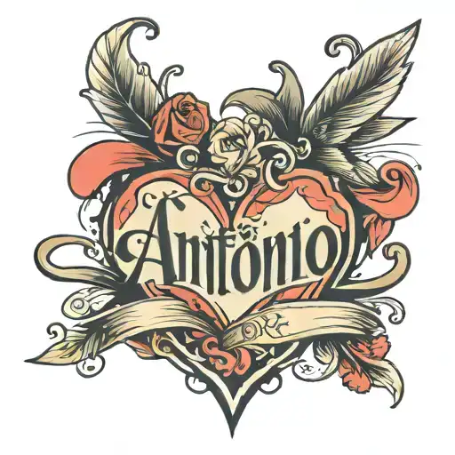 Antonio In Script Font With A Heart