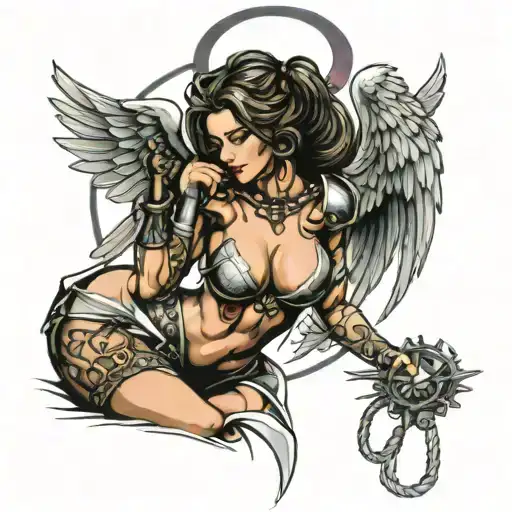 Sexy Female Warrior Angel Praying