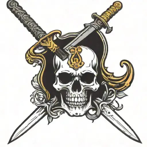 Skull In A Sword With A Bouddha