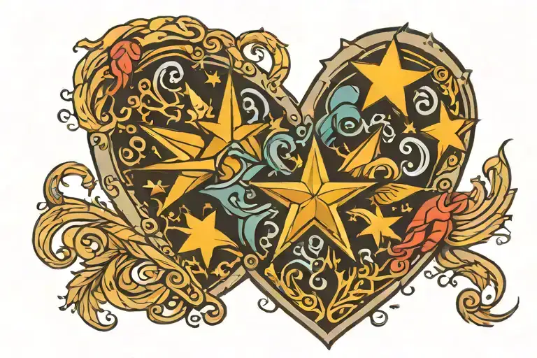 Bethlehem Star Inside Of A Heart Intertwined