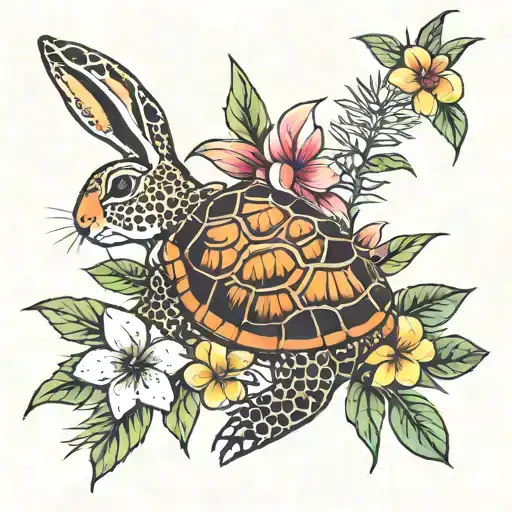 Bunny Turtle Plumeria Pineapple Palm Tree