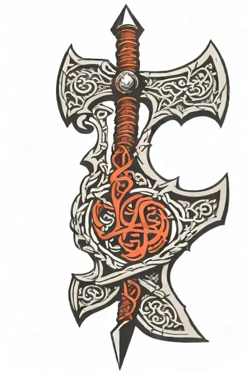 Leviathan Axe And Nordic Runes Engraved