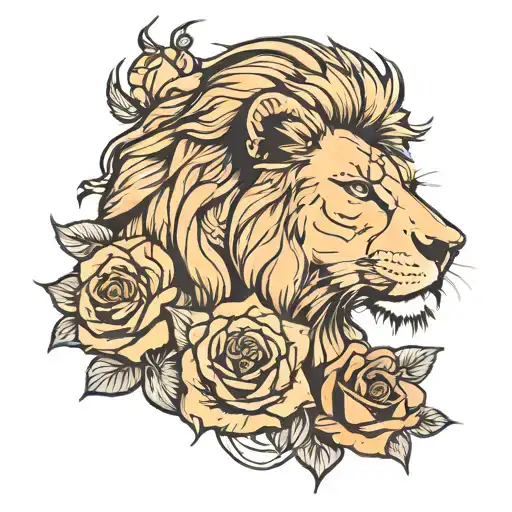 Lion And Rose