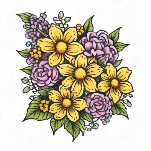 Violet And Daisy Bouquet