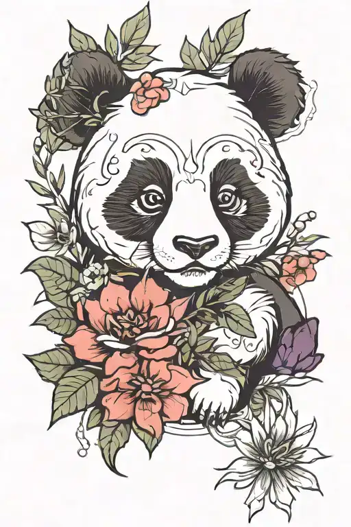 Panda And Flower Mixed
