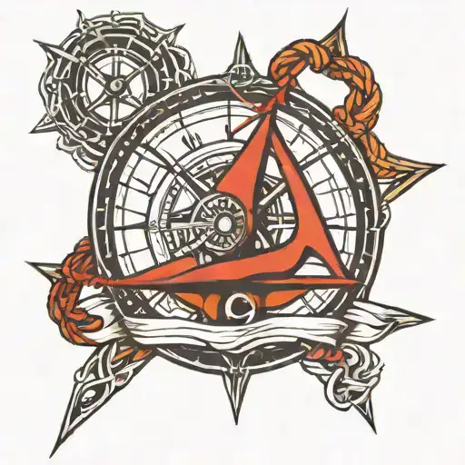 Sailing Knot And Compass Rose